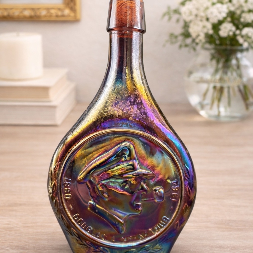 Multicolor Iridescent Glass Art Bottle